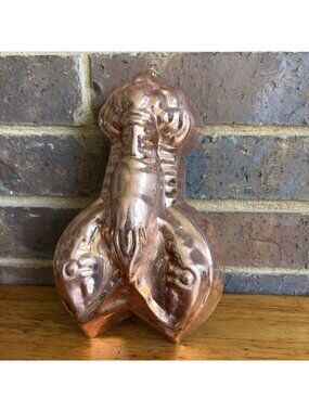 Vintage Lobster Copper Over Tin Mold Korea 10” Wall Hanging Kitchen Decor